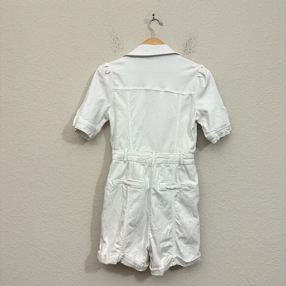 AVEC LES FILLES Jean Romper White Denim Cotton Stretch *Missing Belt* - Picture 2 of 11